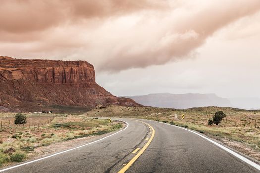 Highway leading into Monument Valley, Utah, USA