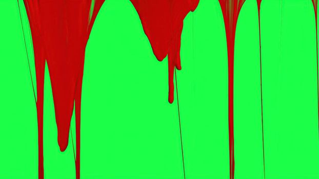 3d illustration - Blood Dripping Down on the green screen
