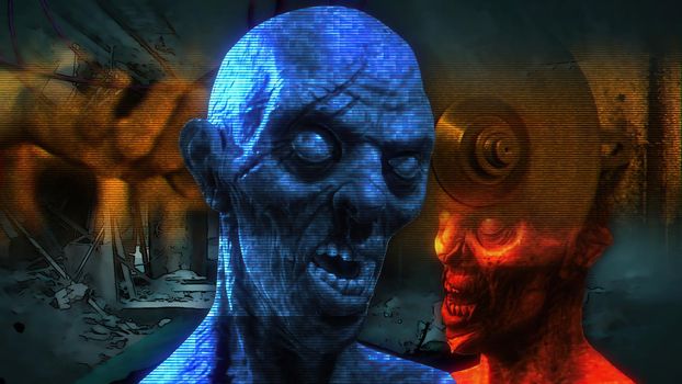 3d illustration - Horror Zombie With scary Effects