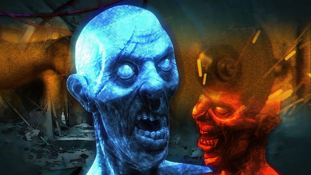 3d illustration - Horror Zombie With scary Effects