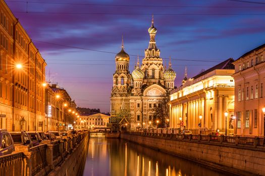 Church of the Resurrection of Christ (Savior on Spilled Blood), St Petersburg, Russia at night