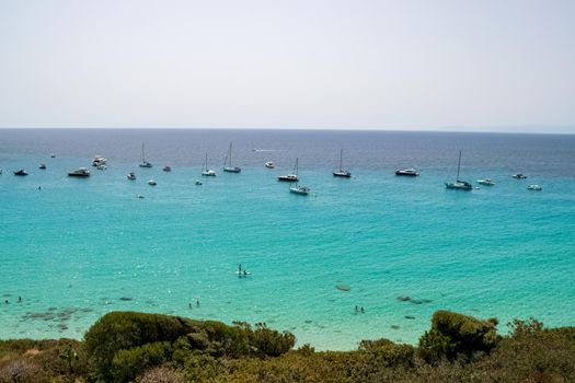 Beautiful panoramic view of the southern Sardinian sea in a sunny day.