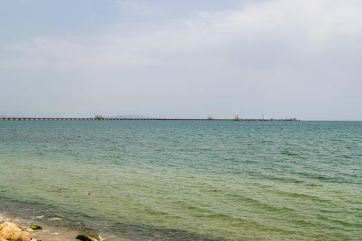 View of an oil pipeline and a dock for oil tankers.