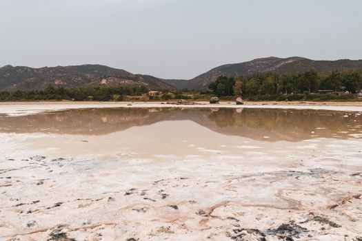 Beautiful view of the pond of Su Giudeu, Chia, Sardinia, Italy.