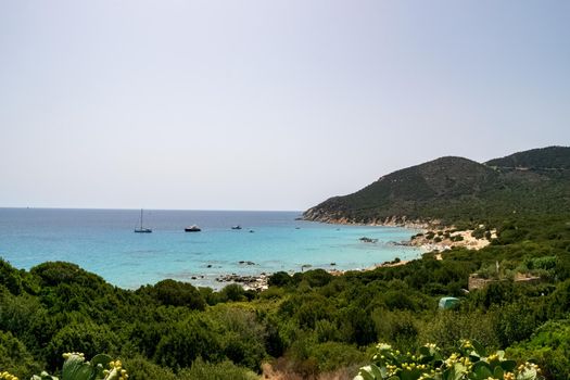 Beautiful panoramic view of the southern Sardinian sea in a sunny day.