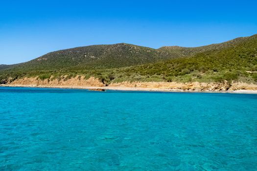 Beautiful view of the southern Sardinian sea, Teulada, Italy.