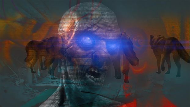 3d illustration - Horror Zombie With scary Effects