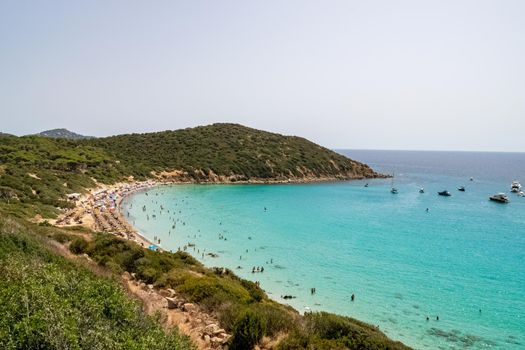 Beautiful panoramic view of the southern Sardinian sea in a sunny day.