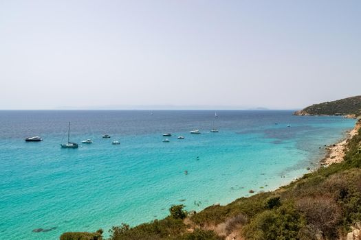 Beautiful panoramic view of the southern Sardinian sea in a sunny day.