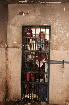 eunapolis, bahia, brazil - january 1, 2010: Prisoners are seen in a cell during a riot in a prison in the city of Eunapolis.