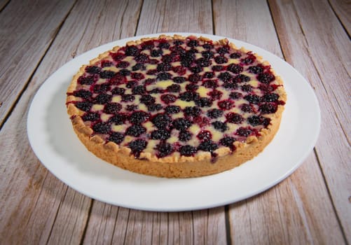 Homemade pie closeup on blackberries. High quality 4k footage