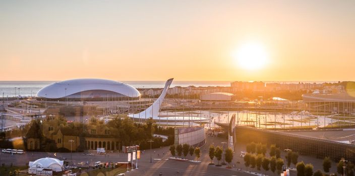 Russia Sochi, August 15, 2016 - Olympic stadium Fisht at sunset