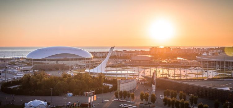 Russia Sochi, August 15, 2016 - Olympic stadium Fisht at sunset