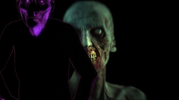 3d illustration - Horror Zombie With scary Effects