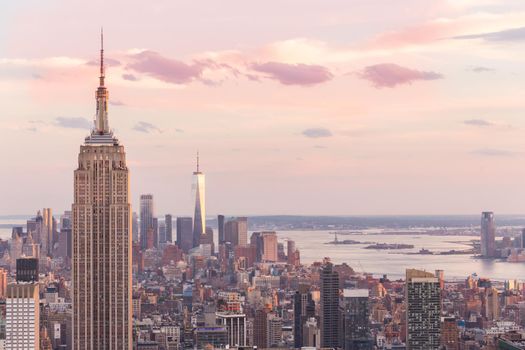 New york, USA - May 17, 2019: New York City skyline with the Empire State Building at sunset