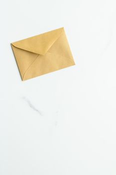 Communication, newsletter and business concept - Envelopes on marble background, message