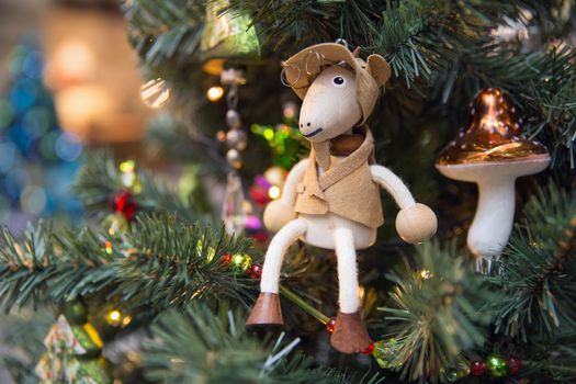 Retro style Christamas tree decoration with toys