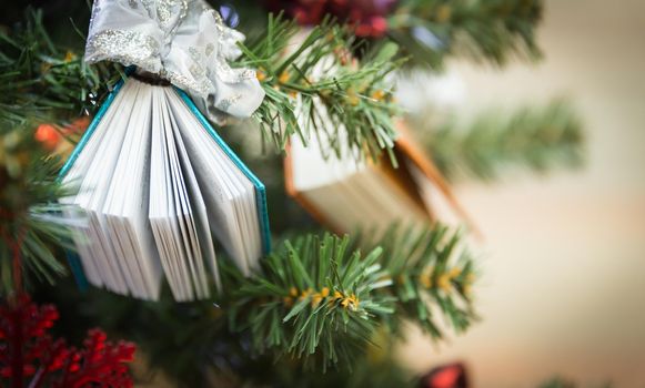 Christamas tree decoration with two small books