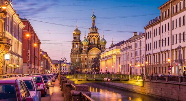 Church of the Resurrection of Christ (Savior on Spilled Blood), Saint Petersburg, Russia at night