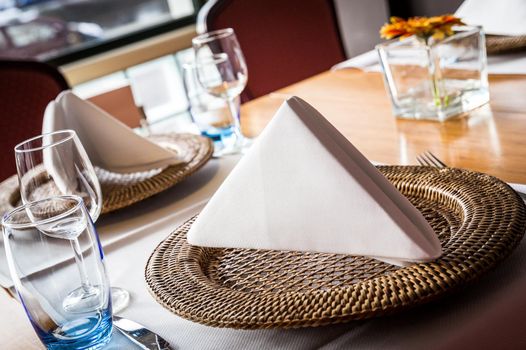 Table setting in a nice european restaurant