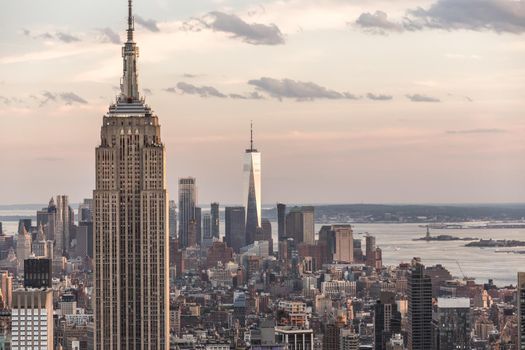 New york, USA - May 17, 2019: New York City skyline with the Empire State Building at sunset