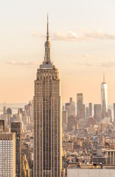 New york, USA - May 17, 2019: New York City skyline with the Empire State Building at sunset