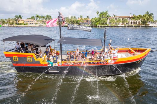 FORT LAUDERDALE, USA - AUGUST 30, 2014 : Luxury mansion in exclusive part of Fort Lauderdale known as small Venice on August 30, 2014 in Fort Lauderdale