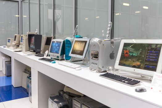 MOSCOW, RUSSIA - JUNE 11, 2018: Old original Apple Mac computer in Apple museum in Moscow Russia