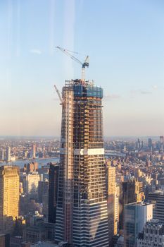 New york, USA - May 17, 2019: Skyscrapper construction in downtown New York City USA