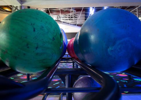 Close up of bowling balls