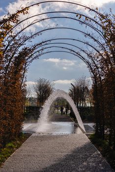 07.11.2020. Uman, Ukraine. Fountain in the Fantasy park Nova Sofiyivka, Uman, Ukraine, on a sunny autumn day