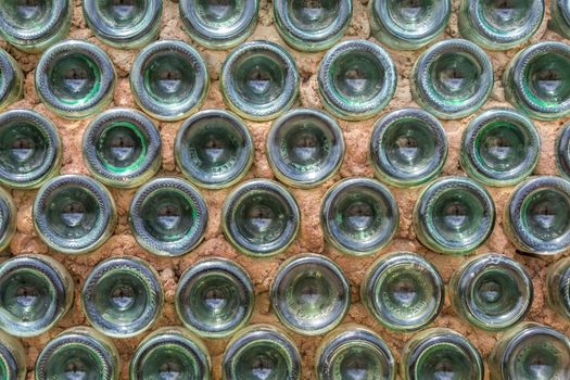 Wall made of empty bottles
