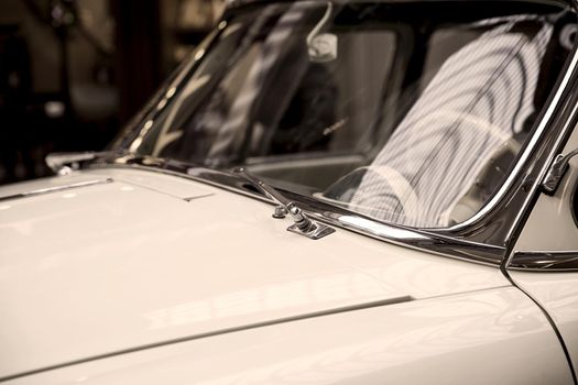close-up view of a classic vintage car