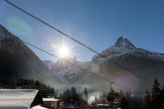 Cable Car in Russian Dombay, Caucasus Ski Resort