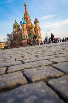 MOSCOW, RUSSIA - MARCH 24, 2014: View to the Saint Basil Cathedral on the Red Square on March 24, 2014 in Moscow, Russia.