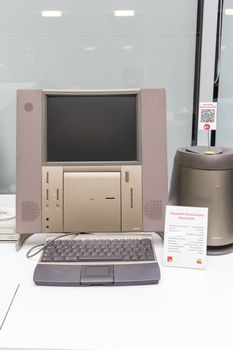MOSCOW, RUSSIA - JUNE 11, 2018: Old original Apple Mac computer in Apple museum in Moscow Russia