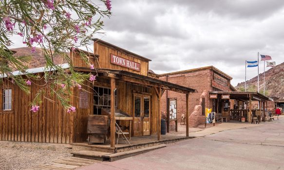 MAY 23. 2015- Town hall in Calico, CA, USA: Calico is a ghost town in San Bernardino County, California, United States. Was founded in 1881 as a silver mining town. Now it is a county park.