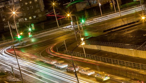 Road intersection at night