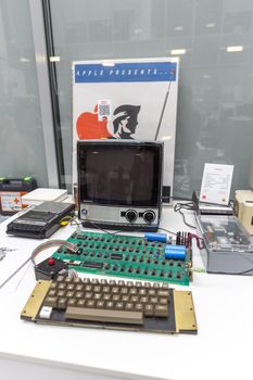 MOSCOW, RUSSIA - JUNE 11, 2018: Old original Apple Mac computer in Apple museum in Moscow Russia