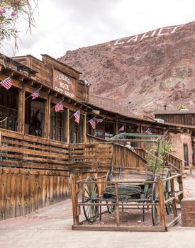 Old wagon in american cowboy style town