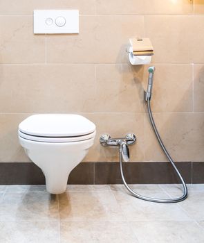 White toilet bowl in a modern bathroom