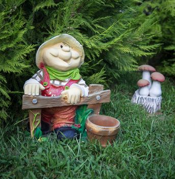 Garden decoration statue, small ceramic figure