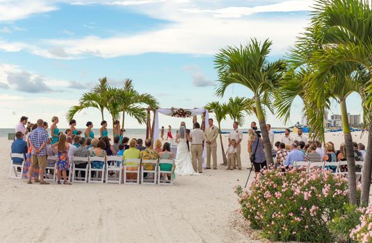 ST. PETE BEACH, FLORIDA, USA - SEPTEMBER 5, 2014: Wedding ceremony on the St. Pete beach in Florida, USA on September 5, 2014