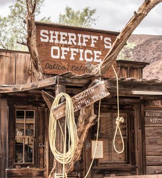 MAY 23. 2015- Sheriff `s office in Calico, CA, USA: Calico is a ghost town in San Bernardino County, California, United States. Was founded in 1881 as a silver mining town. Now it is a county park.