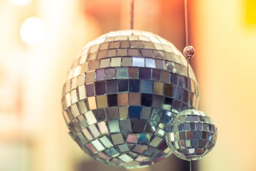 disco balls with mirror pieces for dancing in a disco club