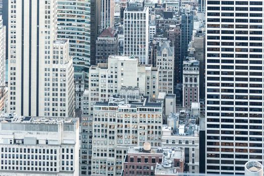 New york, USA - May 17, 2019: New York City skyscrapers in midtown Manhattan aerial panorama view in the day