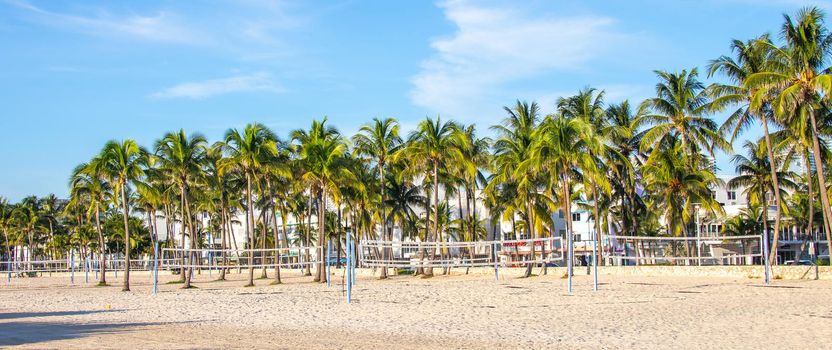 Miami, USA - September 09, 2019: Outdoor Gym on South Beach, Miami Florida