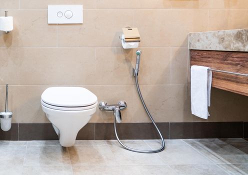 White toilet bowl in a modern bathroom