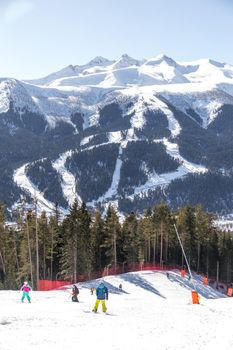 Skiing high up in the mountains