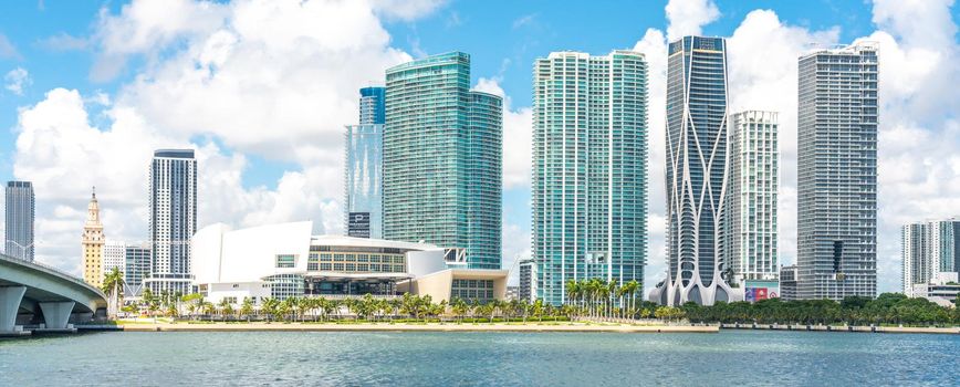 Miami, USA - September 11, 2019: American Airlines arena in downtown Miami, Florida USA